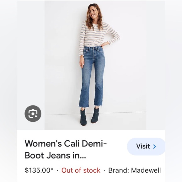 Madewell Cali Demi-Boot Jeans in Fleetwood Wash Sz 28P - Picture 11 of 11